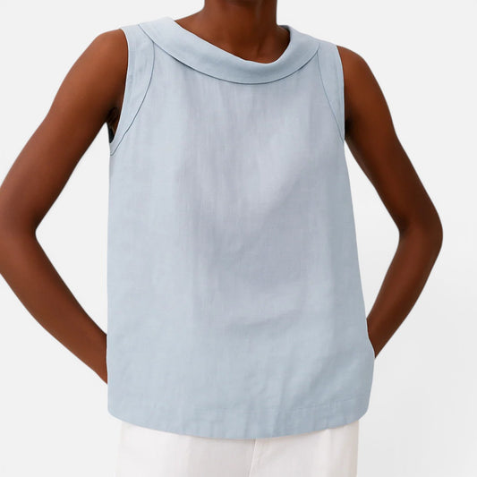 Duvrier | Women's Sleeveless Roll Collar Top
