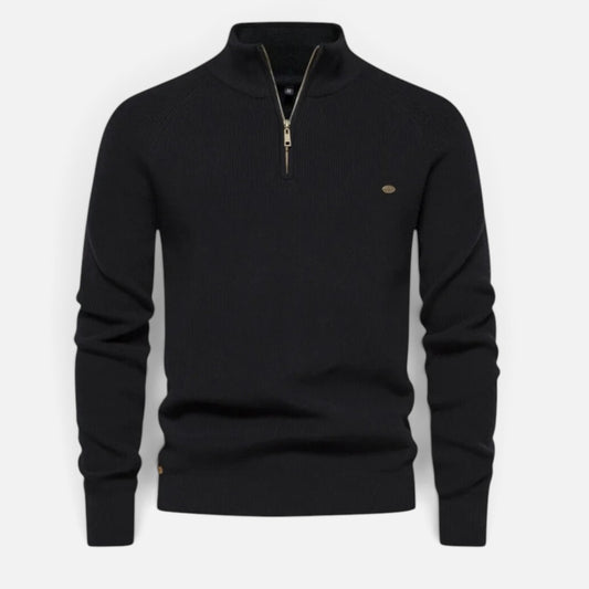 Duvrier | Men's Quarter Zip Ribbed Knit Sweater