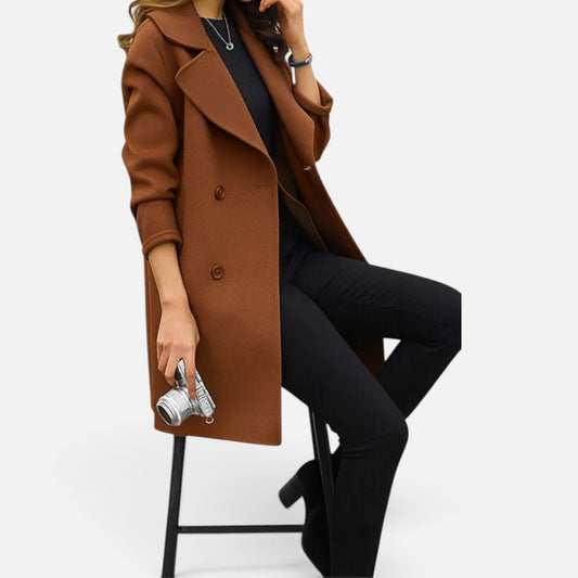 Duvrier | Women's Double Breasted Mid-Length Coat