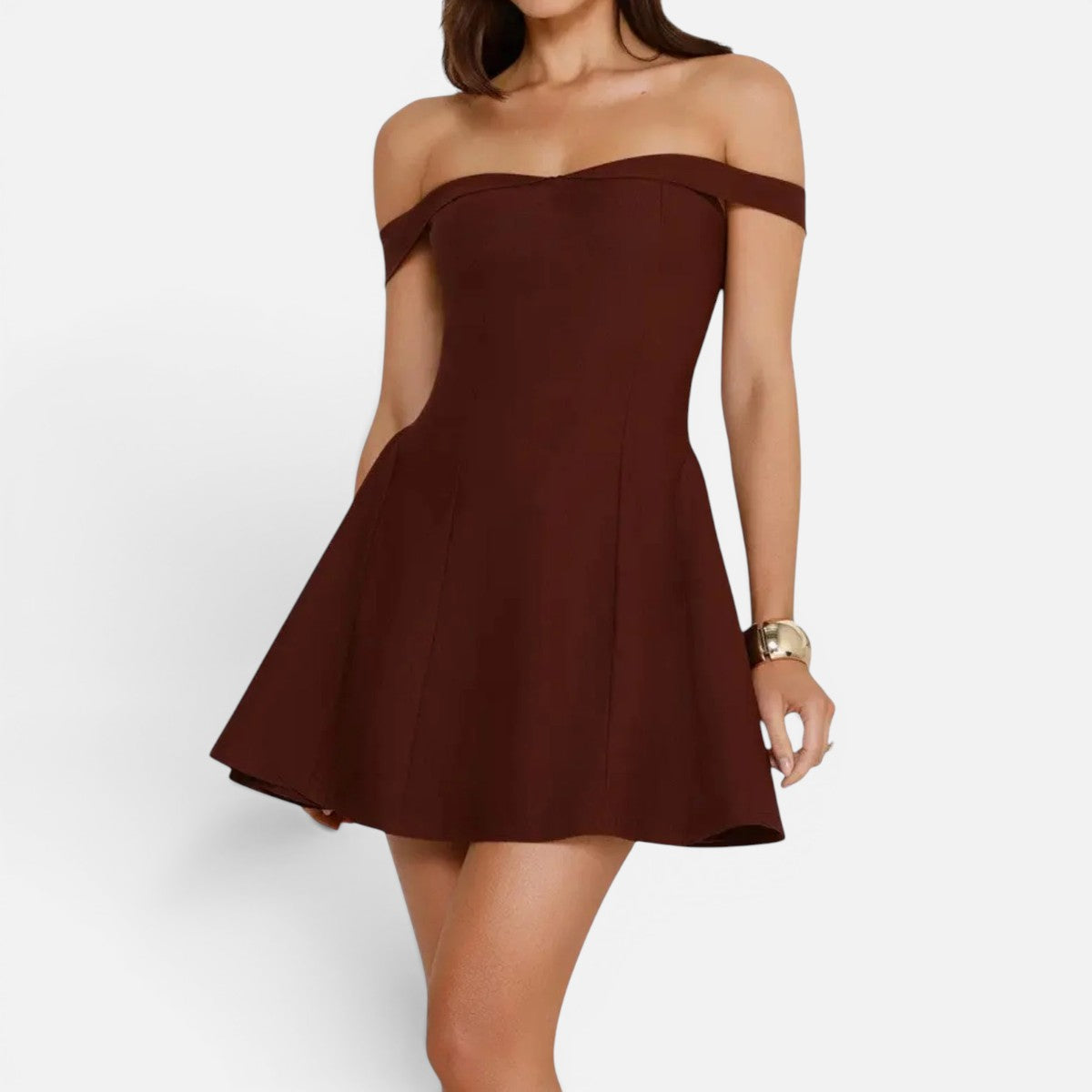 Duvrier | Women’s Off-Shoulder Sculpted Mini Dress