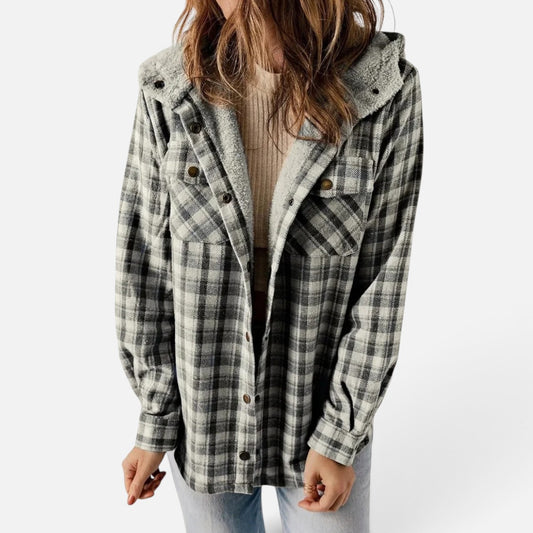 Duvrier | Women's Hooded Plaid Jacket
