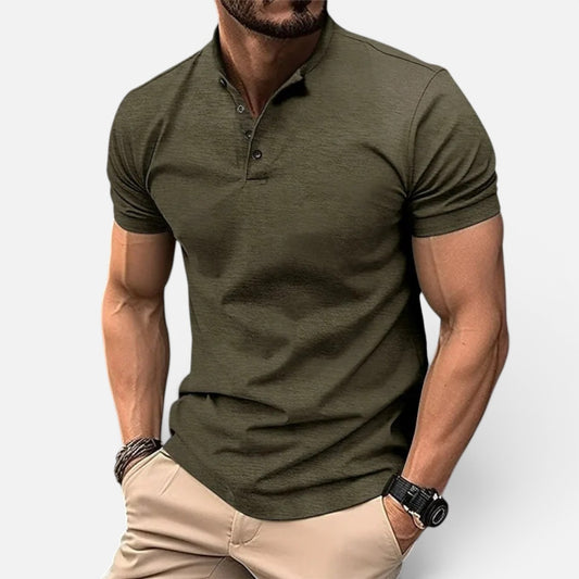 Duvrier | Men's Short Sleeve Henley Polo Shirt