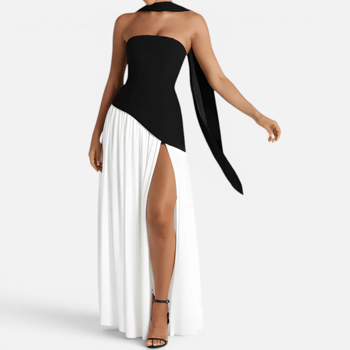 Duvrier | Women's Strapless Slit Maxi Dress