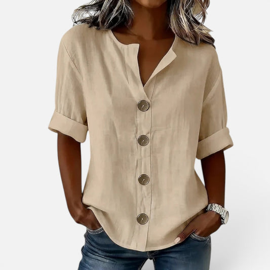 Duvrier | Women’s Lightweight Button-Up Flowy Summer Blouse