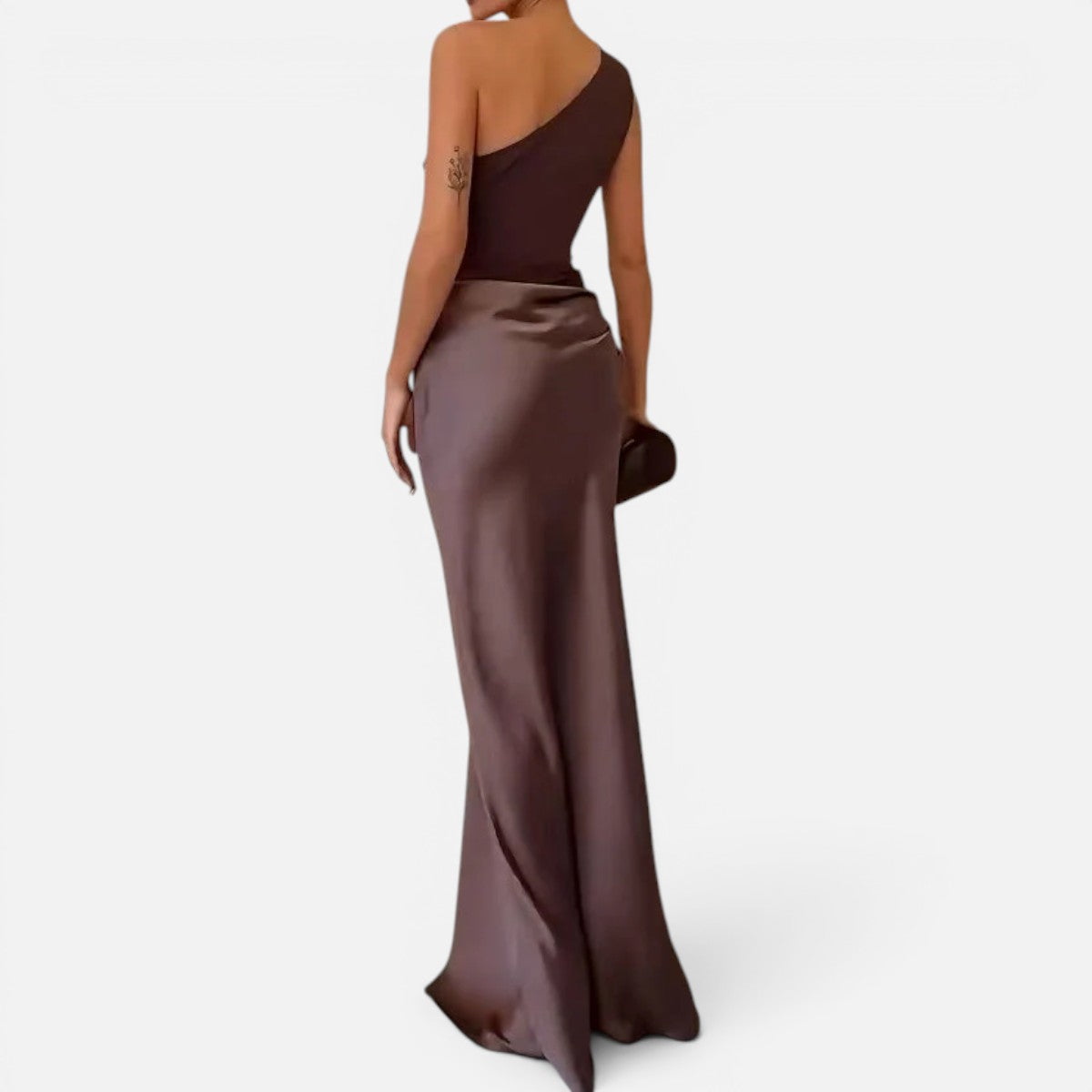 Duvrier | Women's Elegant One Shoulder Neck Pleated Party Maxi Dress