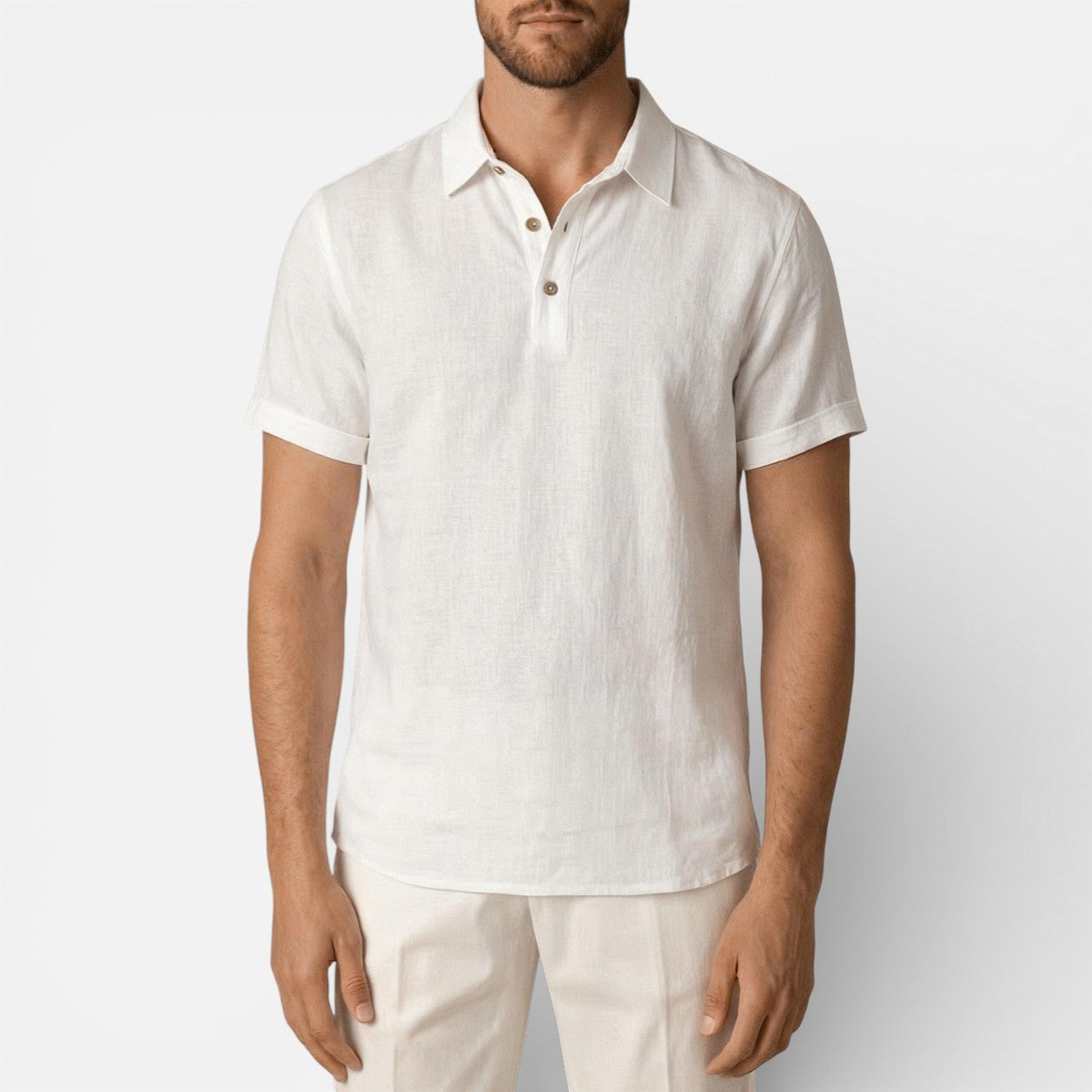 Duvrier | Men’s Lightweight Linen Polo Shirt- Breathable Holiday Wear