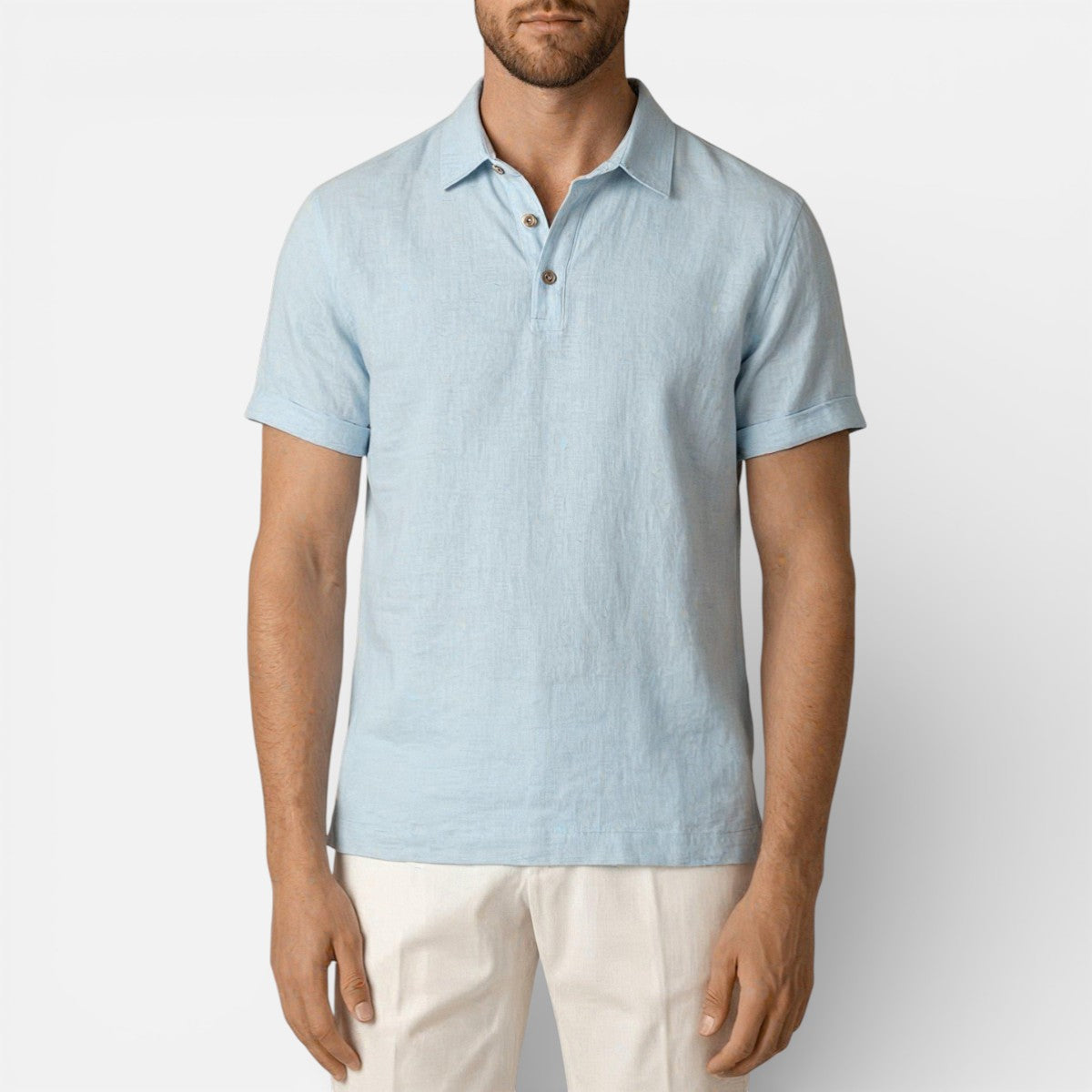 Duvrier | Men’s Lightweight Linen Polo Shirt- Breathable Holiday Wear