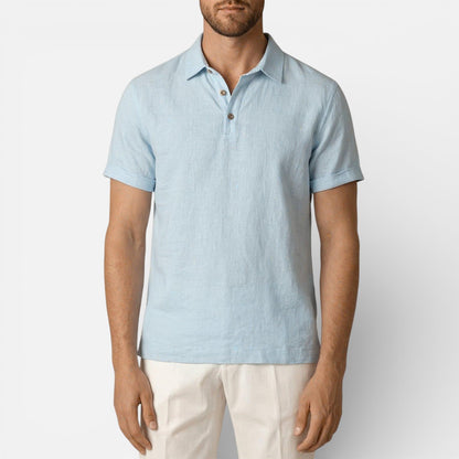 Duvrier | Men’s Lightweight Linen Polo Shirt- Breathable Holiday Wear