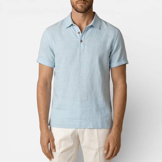 Duvrier | Men’s Lightweight Linen Polo Shirt- Breathable Holiday Wear