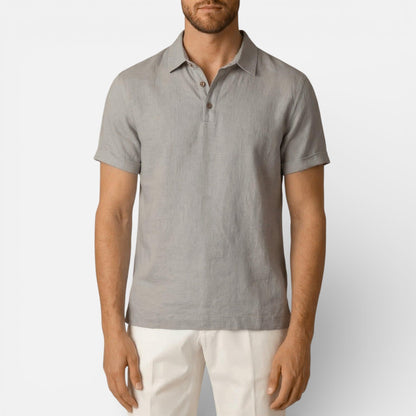 Duvrier | Men’s Lightweight Linen Polo Shirt- Breathable Holiday Wear