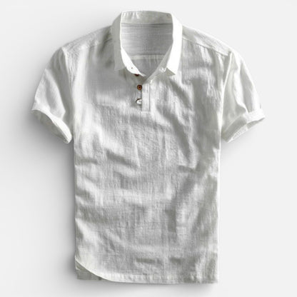 Duvrier | Men’s Lightweight Linen Polo Shirt- Breathable Holiday Wear