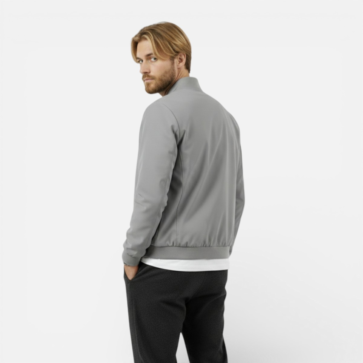 Duvrier | Men’s Zip-Up Tin Bomber Jacket - Casual Everyday Wear