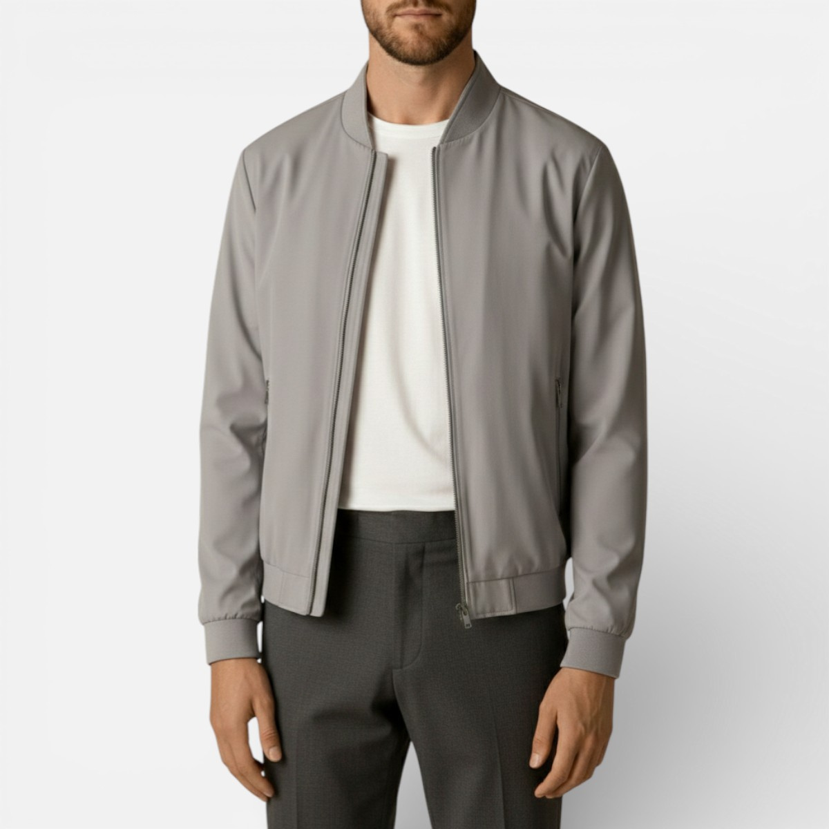 Duvrier | Men’s Zip-Up Tin Bomber Jacket - Casual Everyday Wear