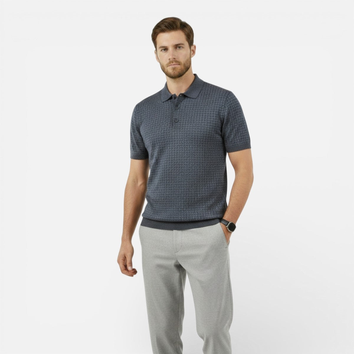 Duvrier | Men’s Short Sleeve Breathable Polo Shirt - Smart Casual Wear
