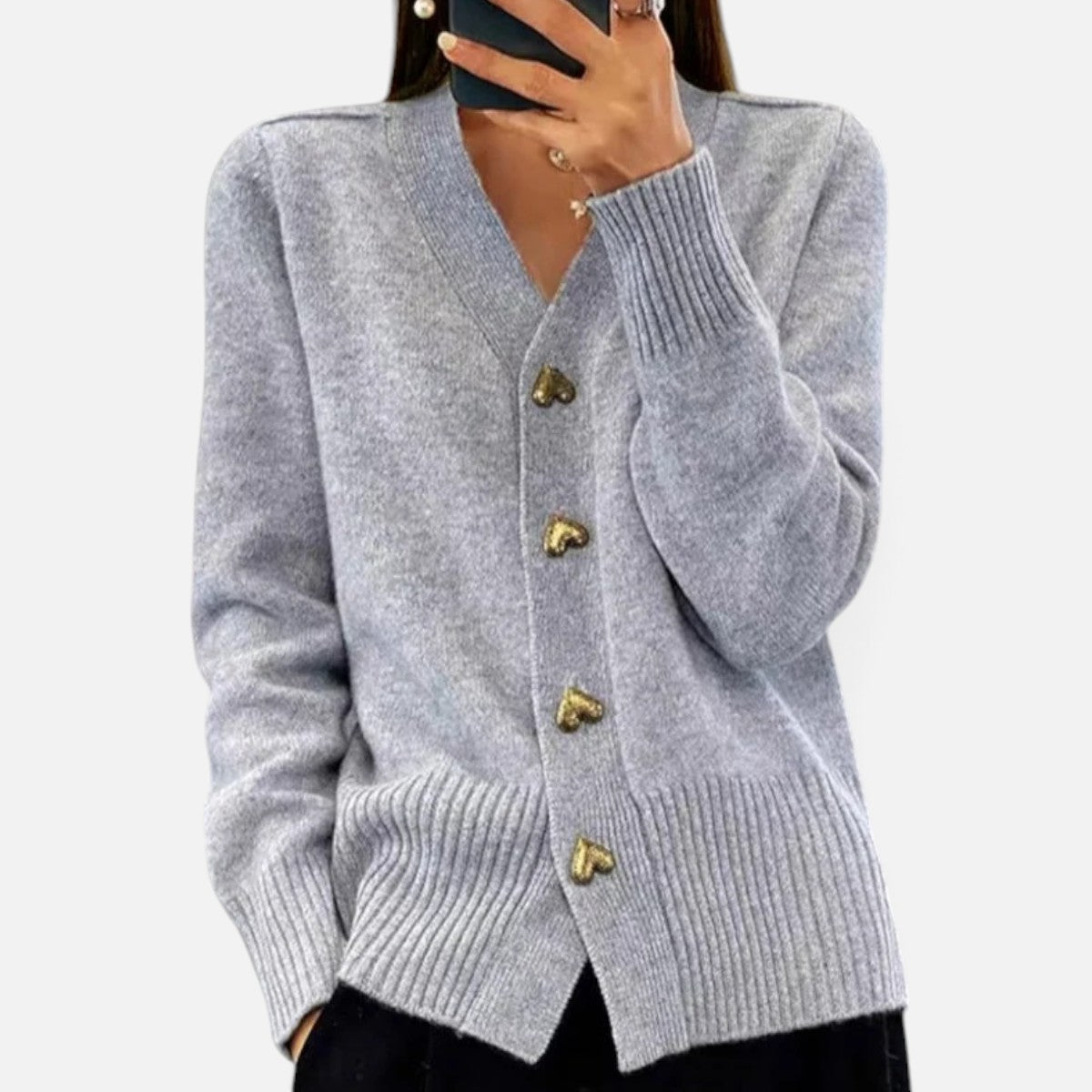 Duvrier | Women's V-Neck Button-Front Cardigan
