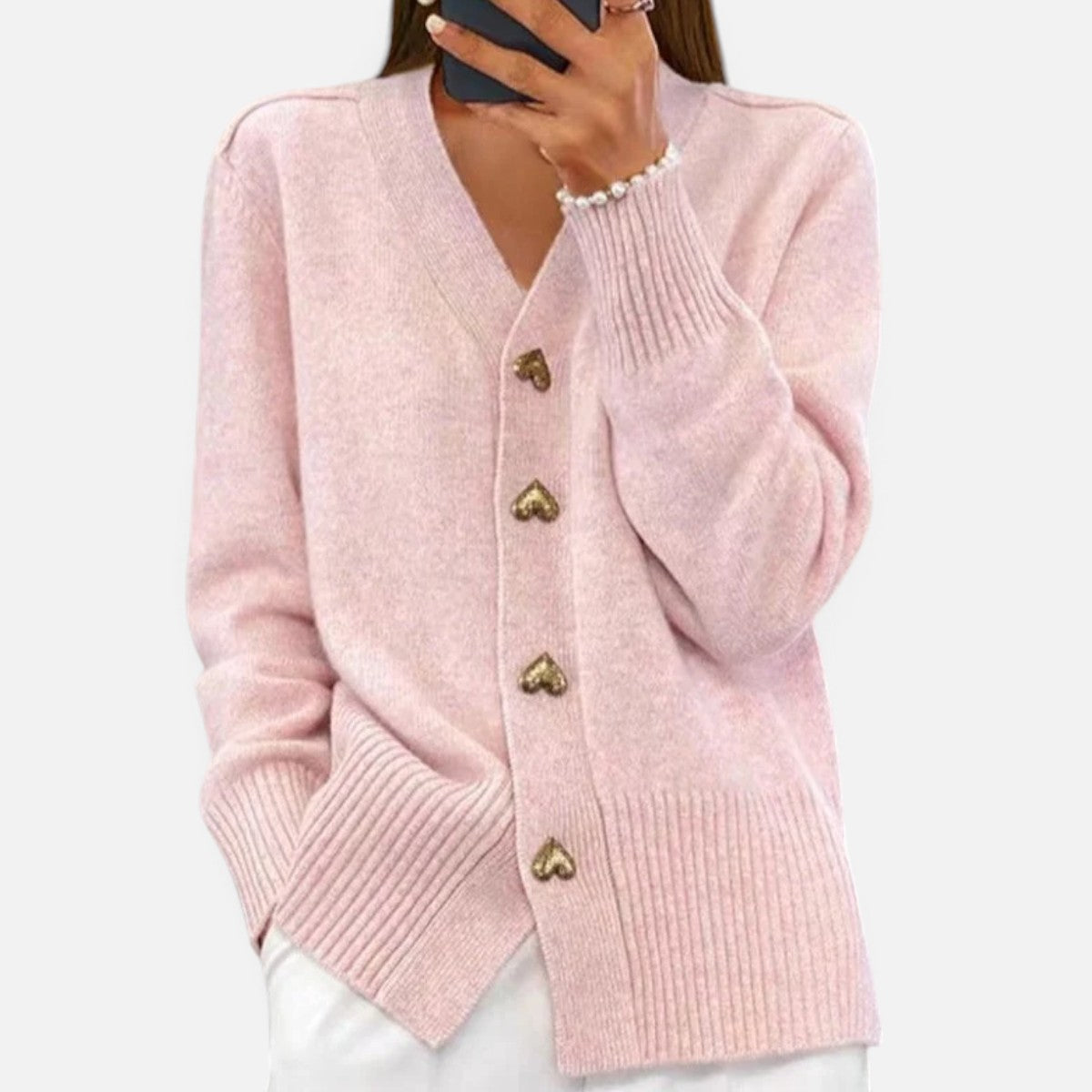 Duvrier | Women's V-Neck Button-Front Cardigan