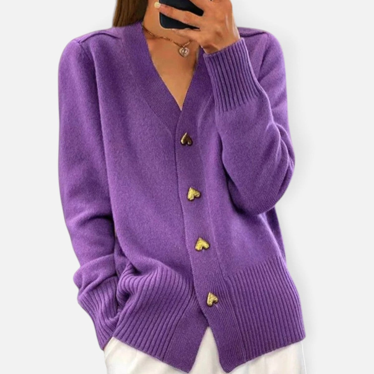 Duvrier | Women's V-Neck Button-Front Cardigan