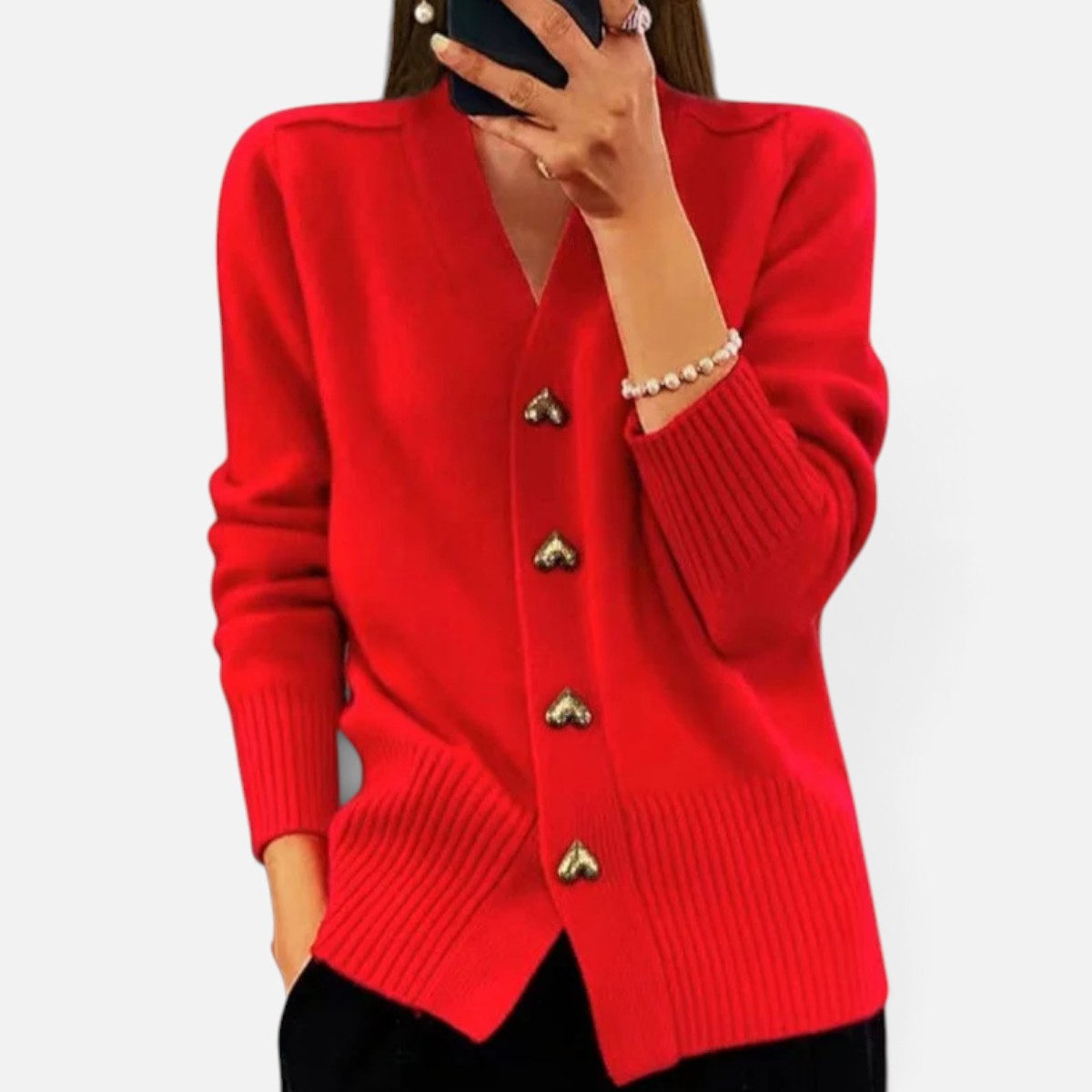 Duvrier | Women's V-Neck Button-Front Cardigan