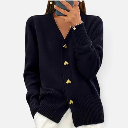 Duvrier | Women's V-Neck Button-Front Cardigan