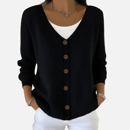 Duvrier | Women's V-Neck Button Cardigan