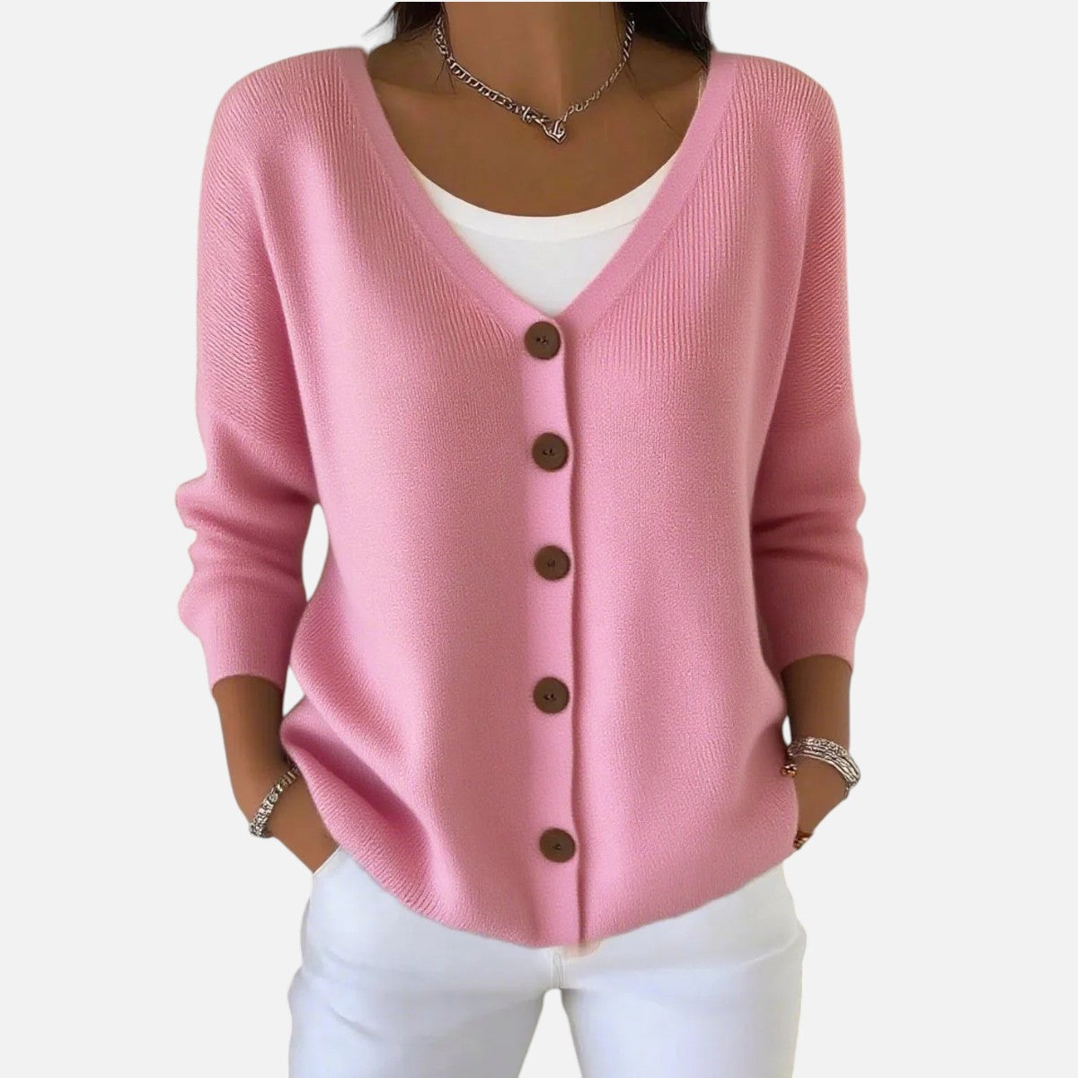 Duvrier | Women's V-Neck Button Cardigan