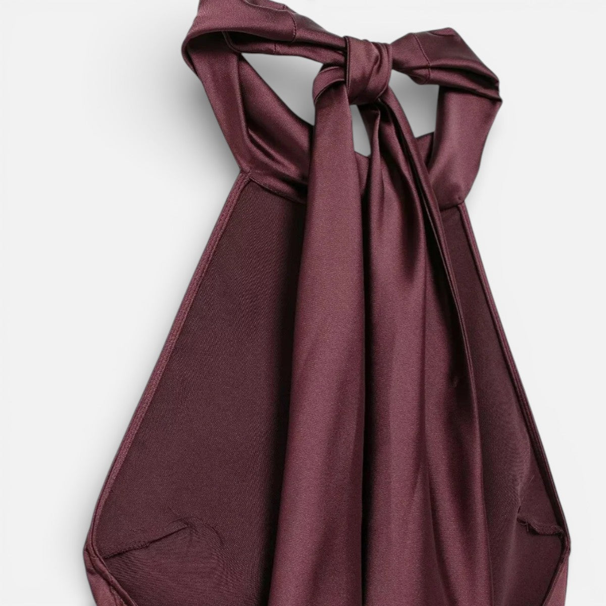 Duvrier l Women’s Burgundy Red Satin Midi Cocktail Dress - Evening Events