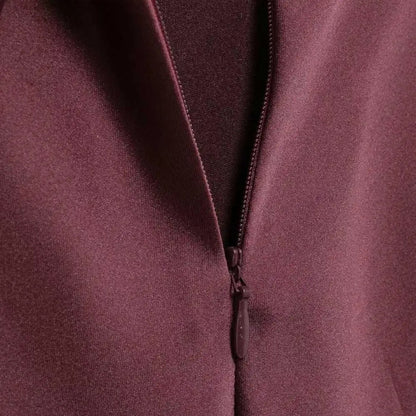 Duvrier l Women’s Burgundy Red Satin Midi Cocktail Dress - Evening Events