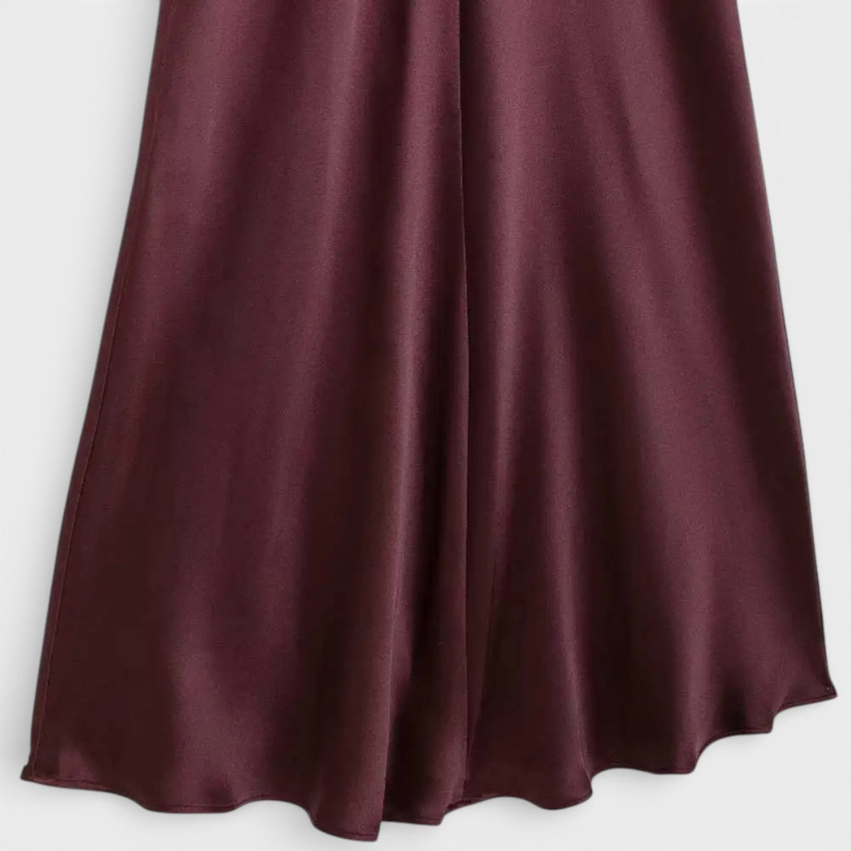 Duvrier l Women’s Burgundy Red Satin Midi Cocktail Dress - Evening Events