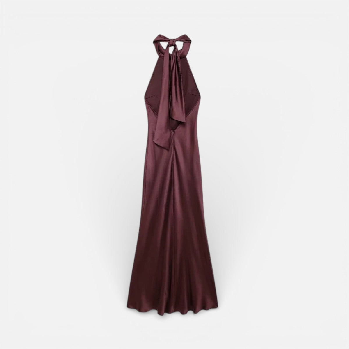 Duvrier l Women’s Burgundy Red Satin Midi Cocktail Dress - Evening Events