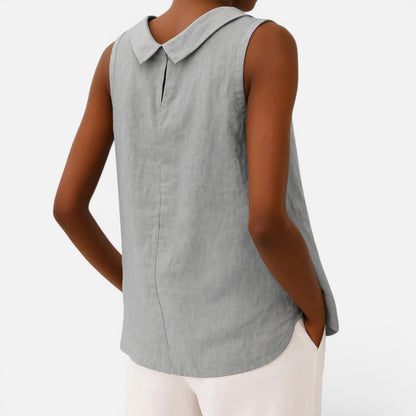 Duvrier | Women's  Sleeveless Roll Collar Top
