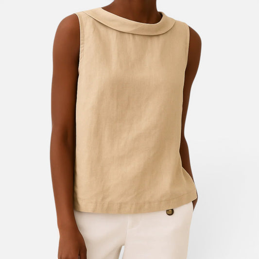 Duvrier | Women's  Sleeveless Roll Collar Top