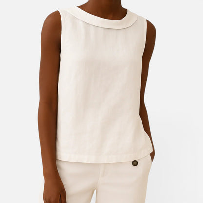 Duvrier | Women's  Sleeveless Roll Collar Top