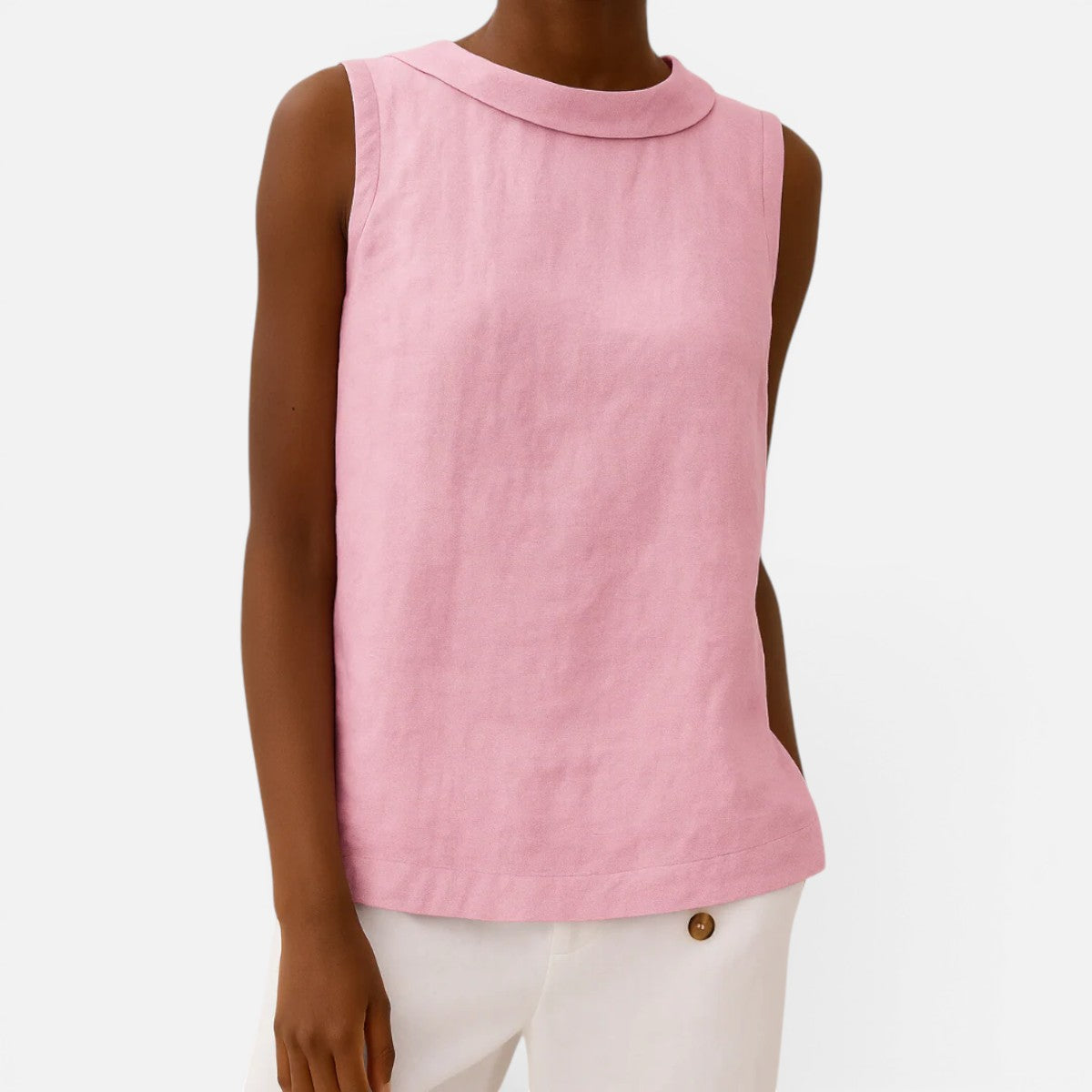 Duvrier | Women's  Sleeveless Roll Collar Top
