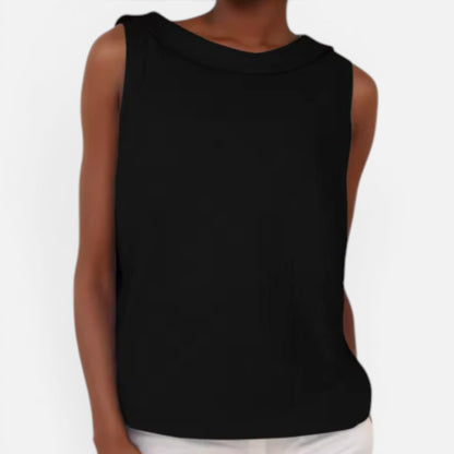 Duvrier | Women's  Sleeveless Roll Collar Top