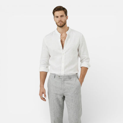 Duvrier | Men’s Breathable Cotton Linen Shirt - Long Sleeve
