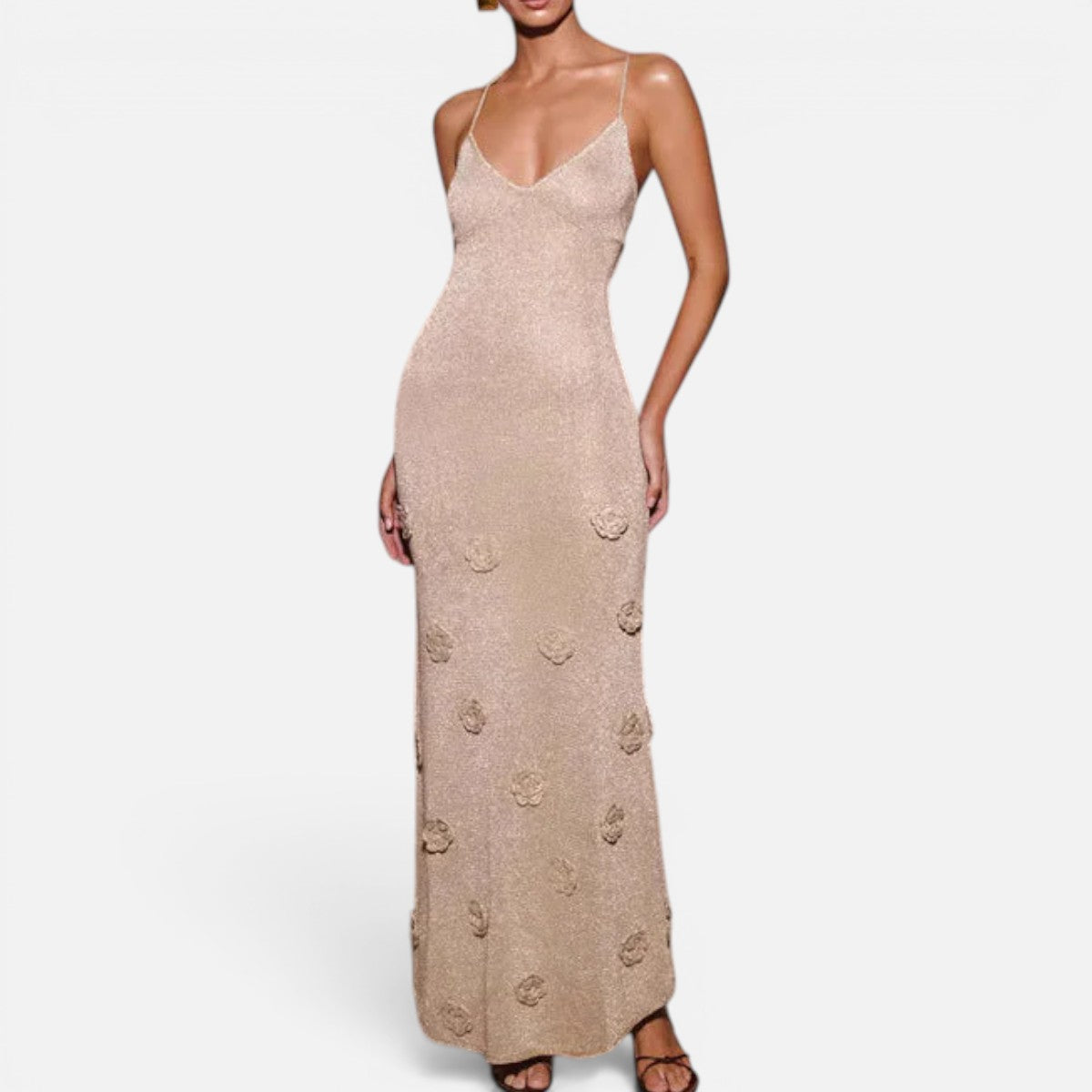 Duvrier | Women's Crochet Dress with Floral Sequins
