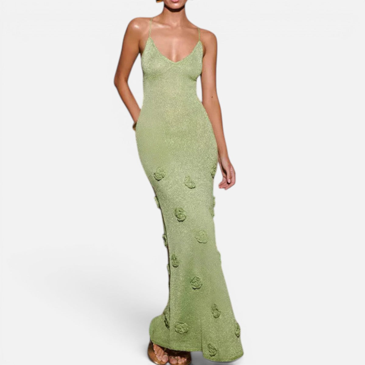Duvrier | Women's Crochet Dress with Floral Sequins