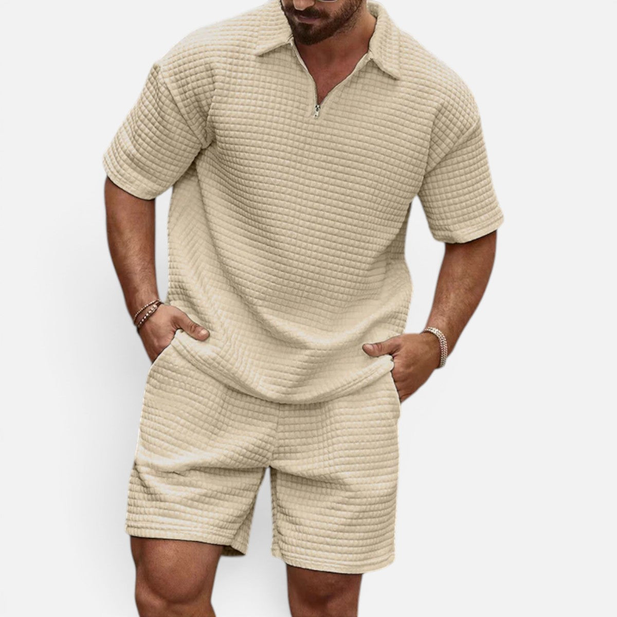 Duvrier | Men's Half-Zip Polo & Shorts Summer Set