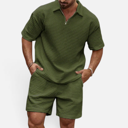 Duvrier | Men's Half-Zip Polo & Shorts Summer Set