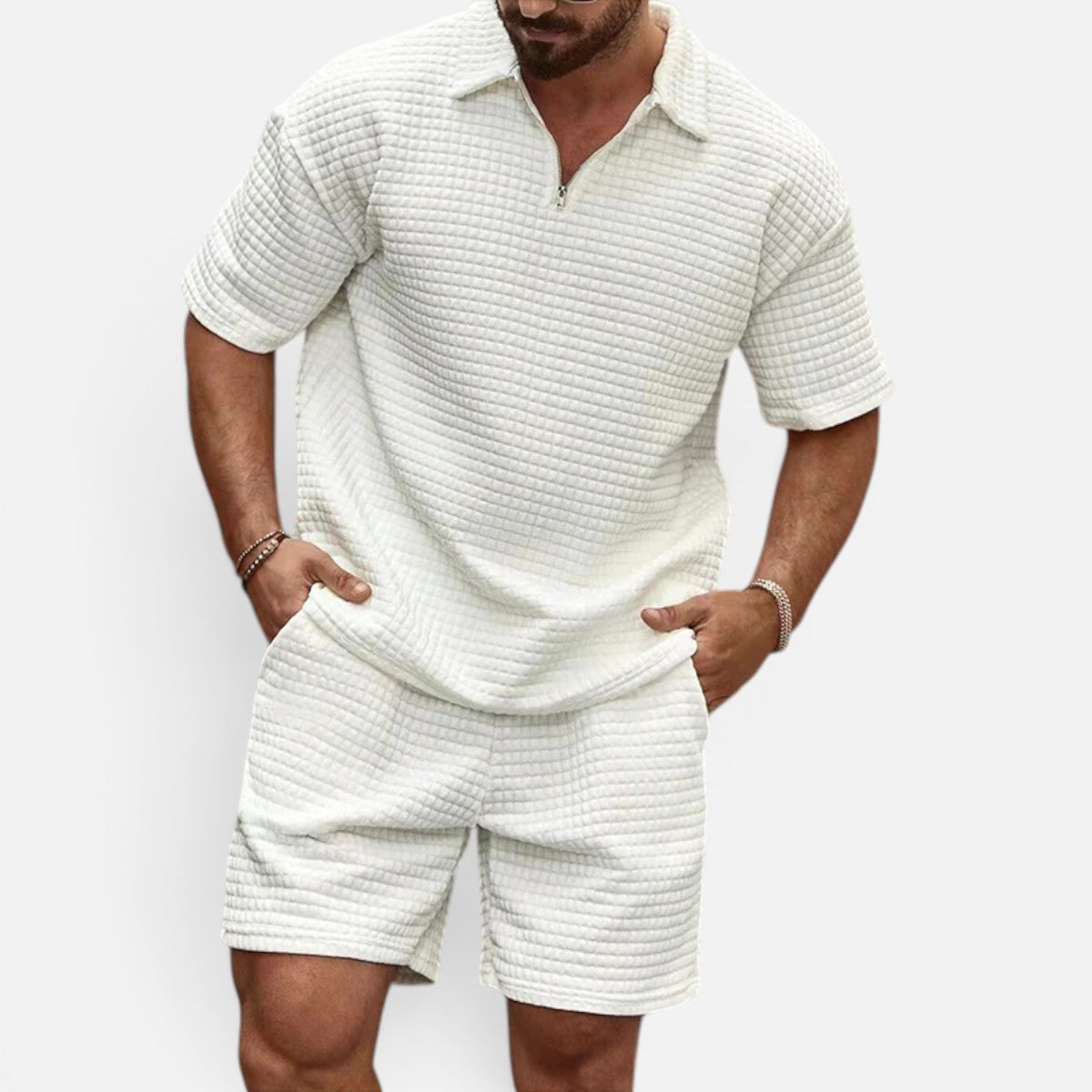 Duvrier | Men's Half-Zip Polo & Shorts Summer Set