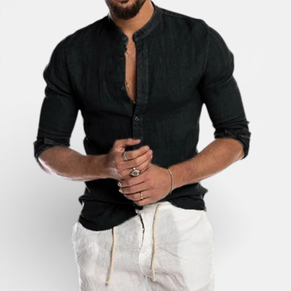 Duvrier | Men’s Breathable Cotton Linen Shirt - Long Sleeve