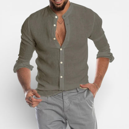 Duvrier | Men’s Breathable Cotton Linen Shirt - Long Sleeve