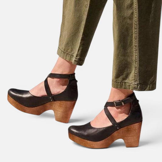Duvrier | Women's Elegant Wedge Heels with Closed Toe & Ankle Strap