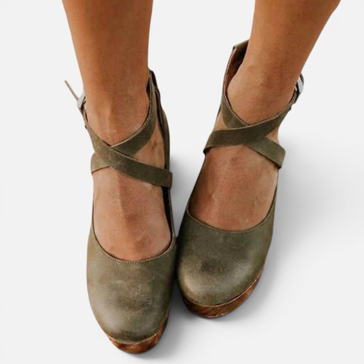Duvrier | Women's Elegant Wedge Heels with Closed Toe & Ankle Strap