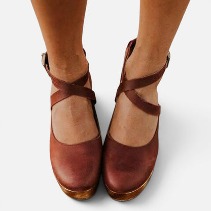 Duvrier | Women's Elegant Wedge Heels with Closed Toe & Ankle Strap