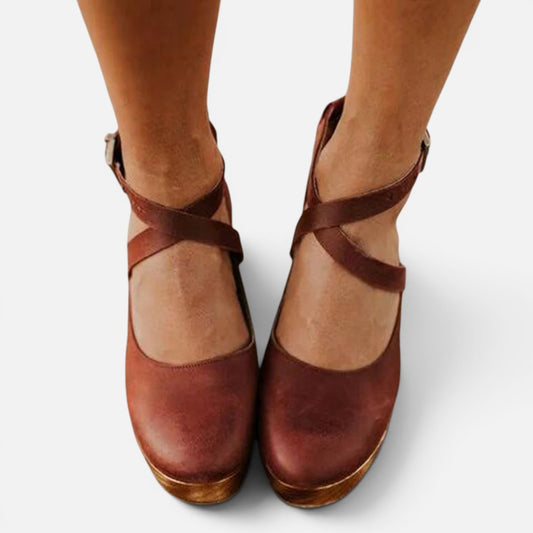 Duvrier | Women's Elegant Wedge Heels with Closed Toe & Ankle Strap