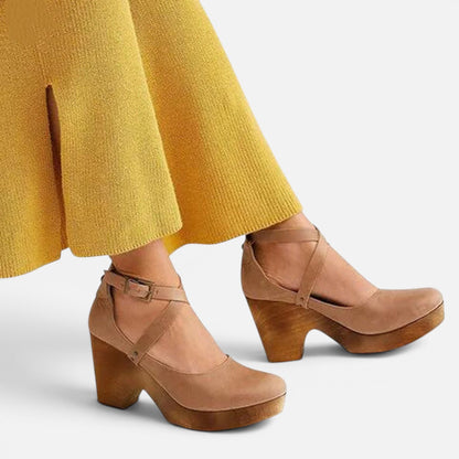 Duvrier | Women's Elegant Wedge Heels with Closed Toe & Ankle Strap