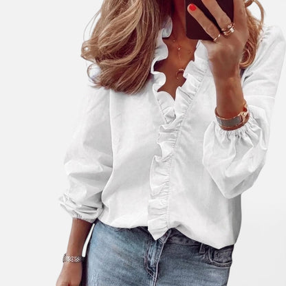 Duvrier | Women's Feminine Blouse with Playful Ruffles