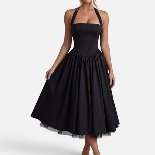 Duvrier | Women’s Ascot Elegant A Line Halter Midi Dresss