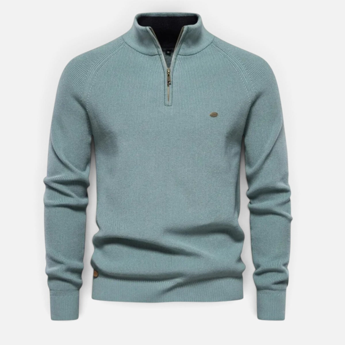 Duvrier | Men's Quarter Zip Ribbed Knit Sweater